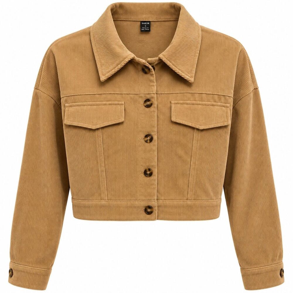 SHEIN Womens Brown corduroy cropped jacket
